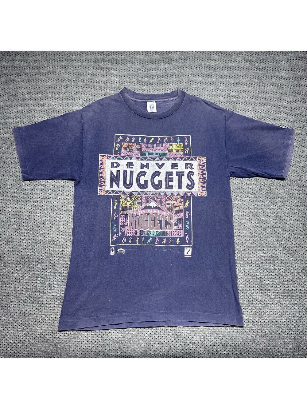 Vintage 1990S Denver Nuggets T-Shirt Large Basketball Logo 7 Rare Men’s Navy